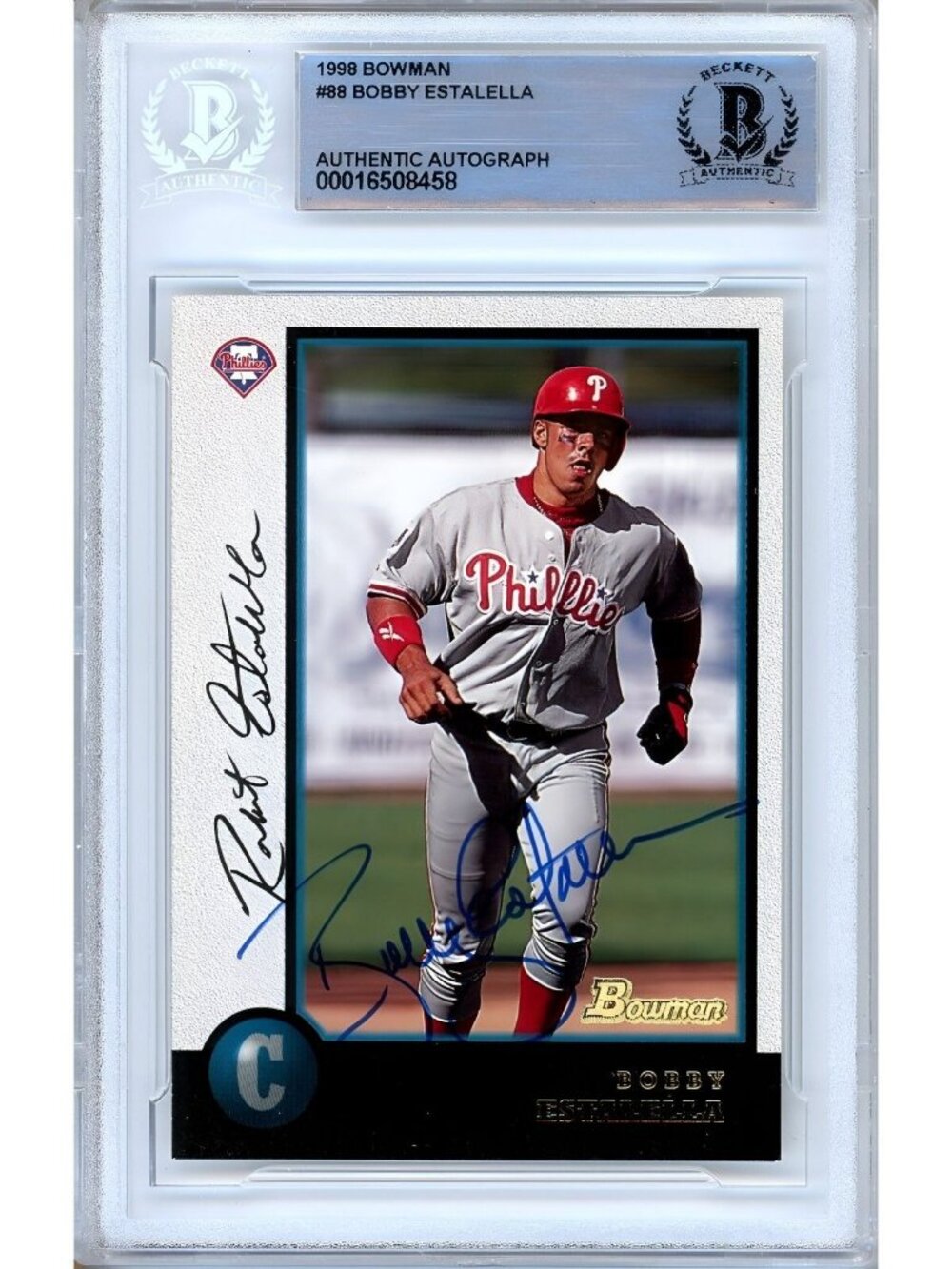 Bobby Estalella Signed 1998 Bowman #88 Phillies MLB Beckett BAS Slabbed Auto